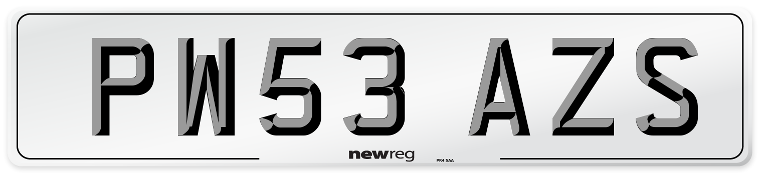 PW53 AZS Number Plate from New Reg